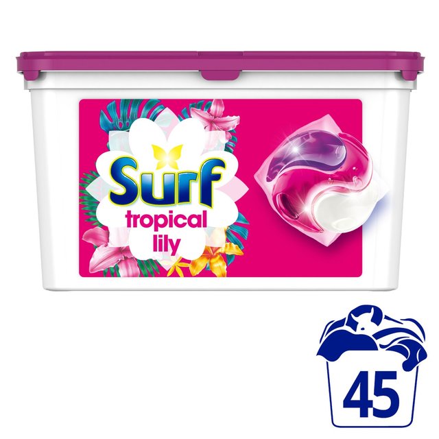 Surf Tropical Lily  3 in 1 Washing Liquid Capsules 45 Wash   45 per pack GOODS M&S   