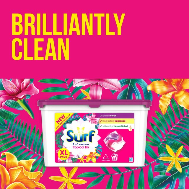 Surf Tropical Lily  3 in 1 Washing Liquid Capsules 45 Wash   45 per pack GOODS M&S   