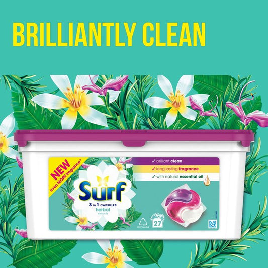 Surf Herbal Extracts 3 in 1 Washing Liquid Capsules 27 Wash   27 per pack