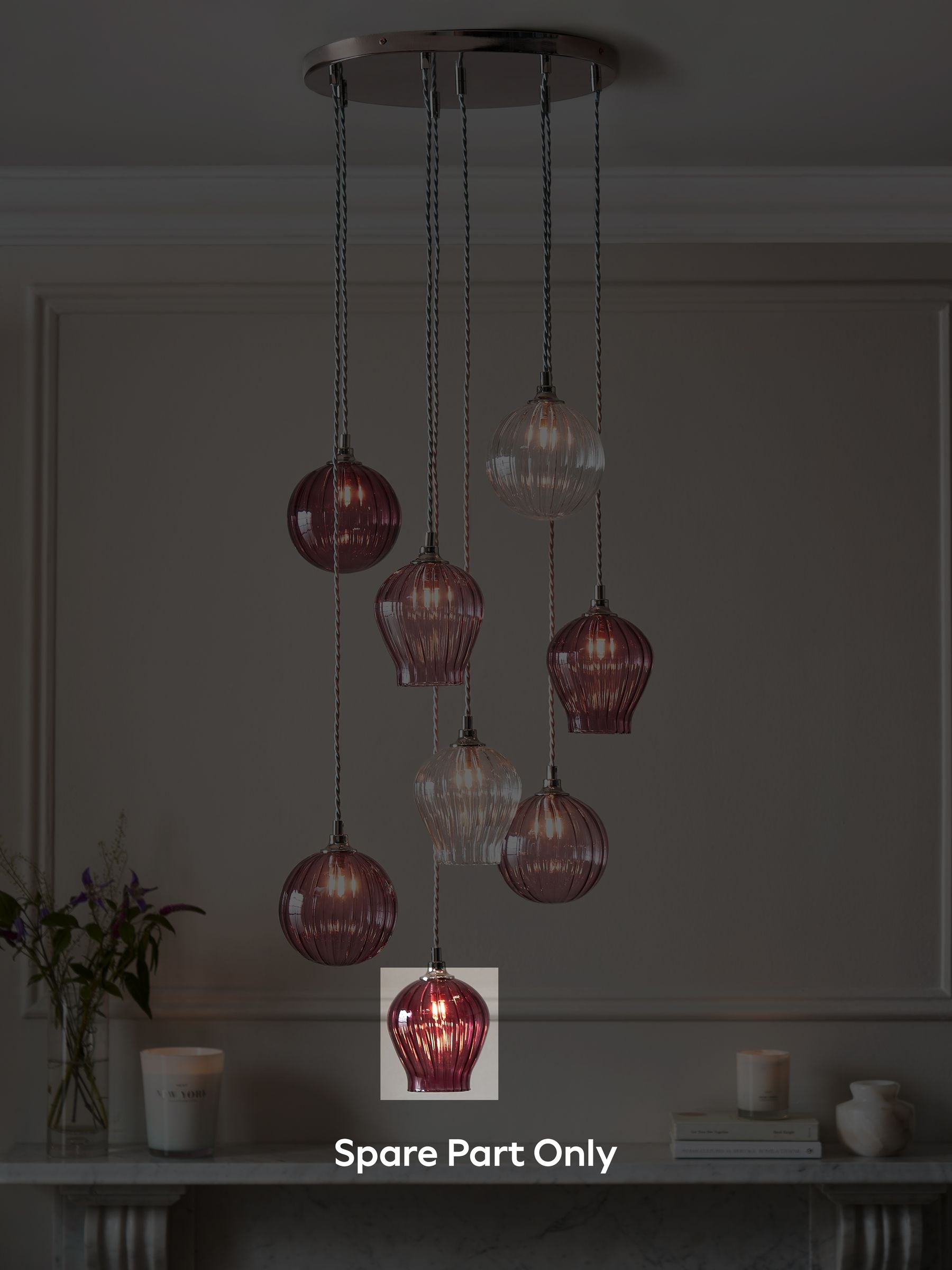 Hampton dark pink glass shade spare part - British product