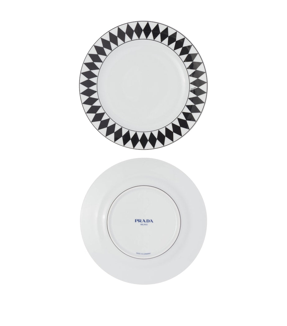 Prada porcelain chequerboard dessert plates set 22cm, imported from the UK