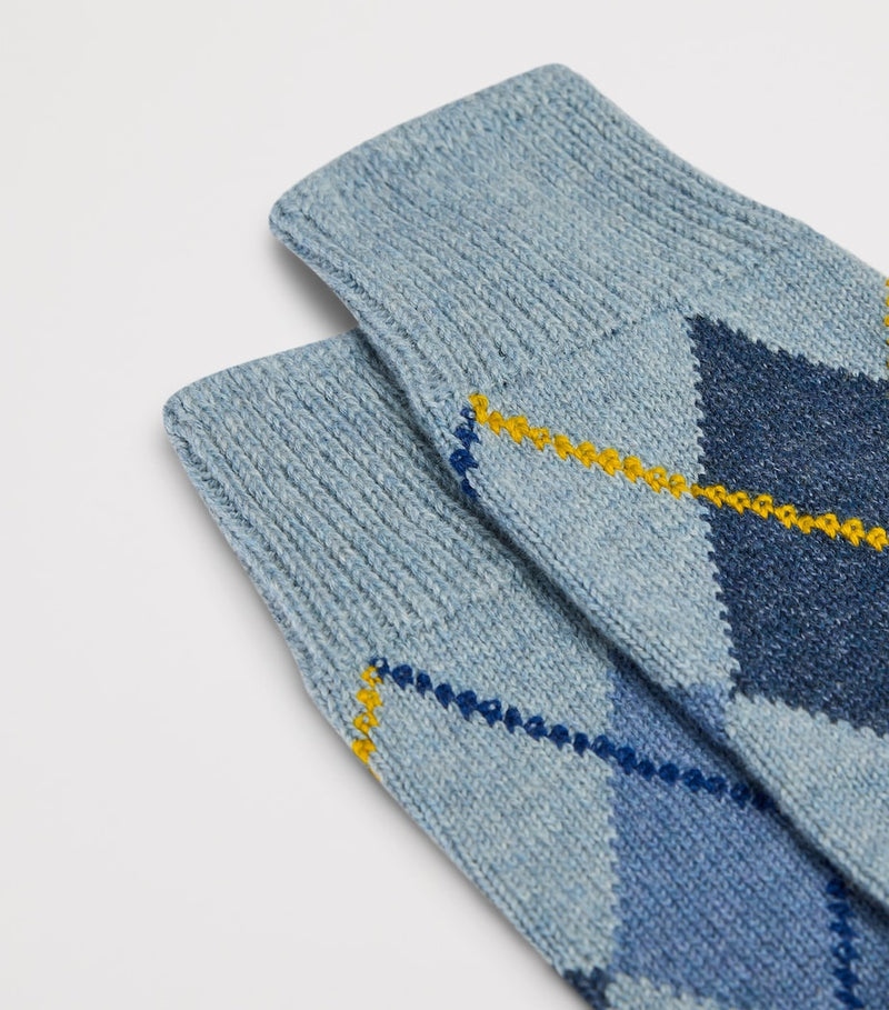 Dunhill cashmere-cotton argyle socks (British brand)