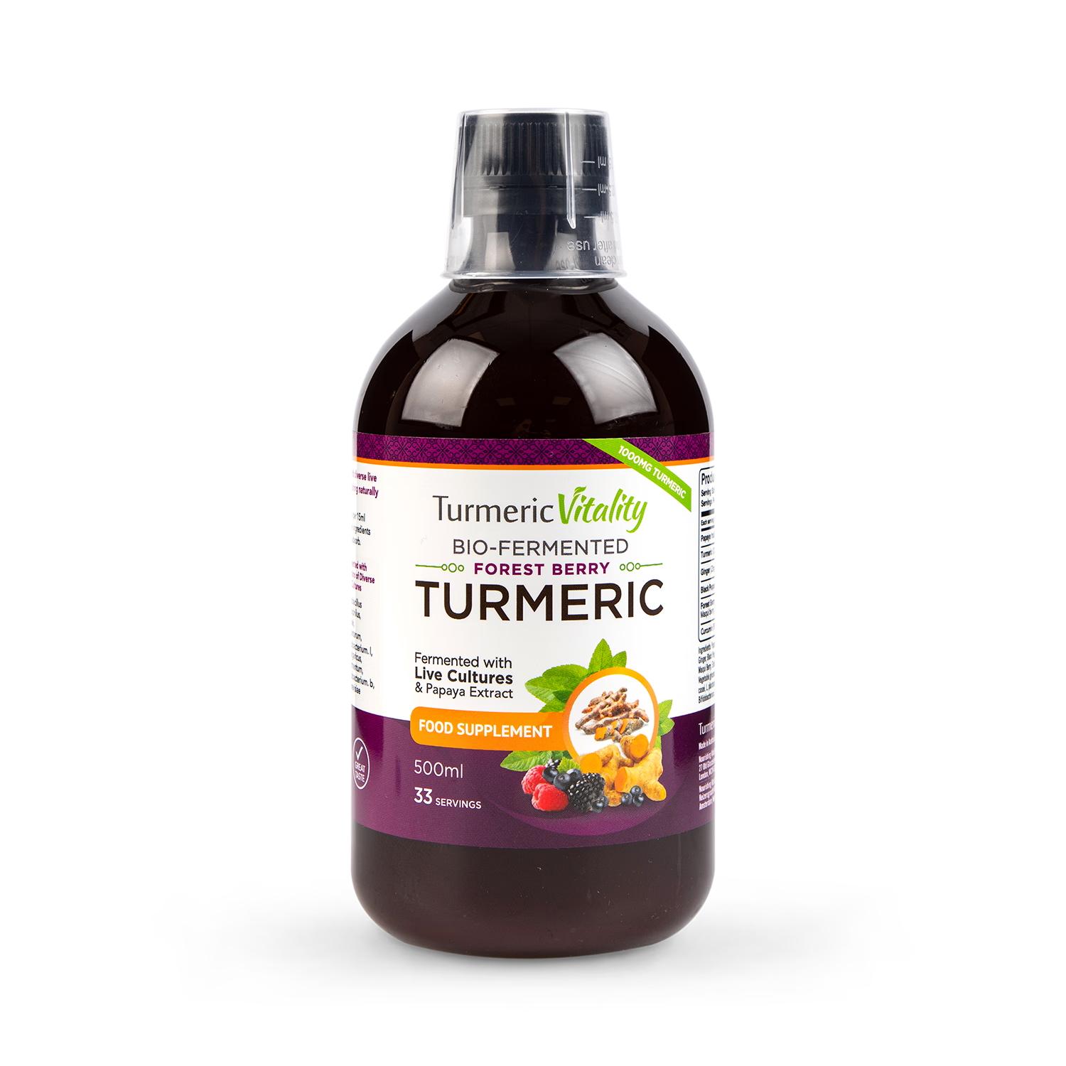 Bio fermented turmeric shot Forest Berry 500ml (British brand)