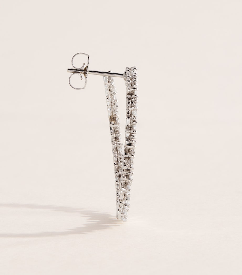 Suzanne Kalan white gold diamond sideways hoop earrings, imported from the UK