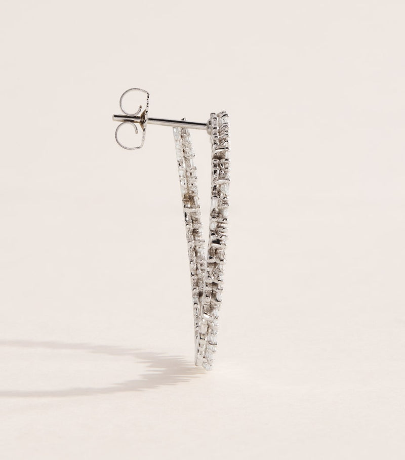 Suzanne Kalan white gold diamond sideways hoop earrings, imported from the UK