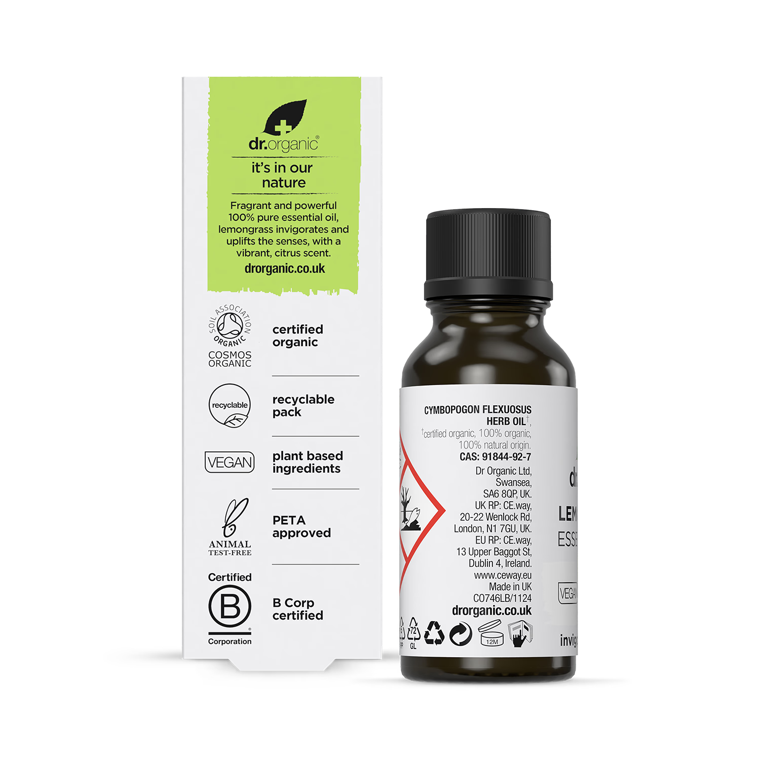 Dr Organic Lemongrass Pure Essential Oil 10ml - British product