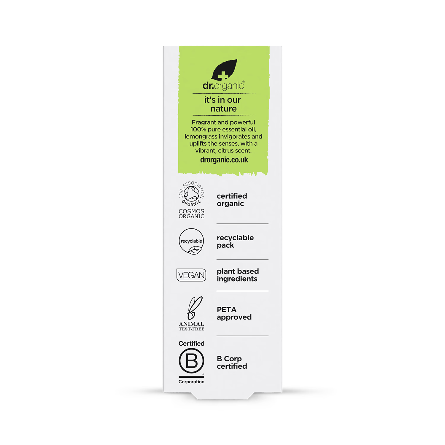 Dr Organic Lemongrass Pure Essential Oil 10ml - British product