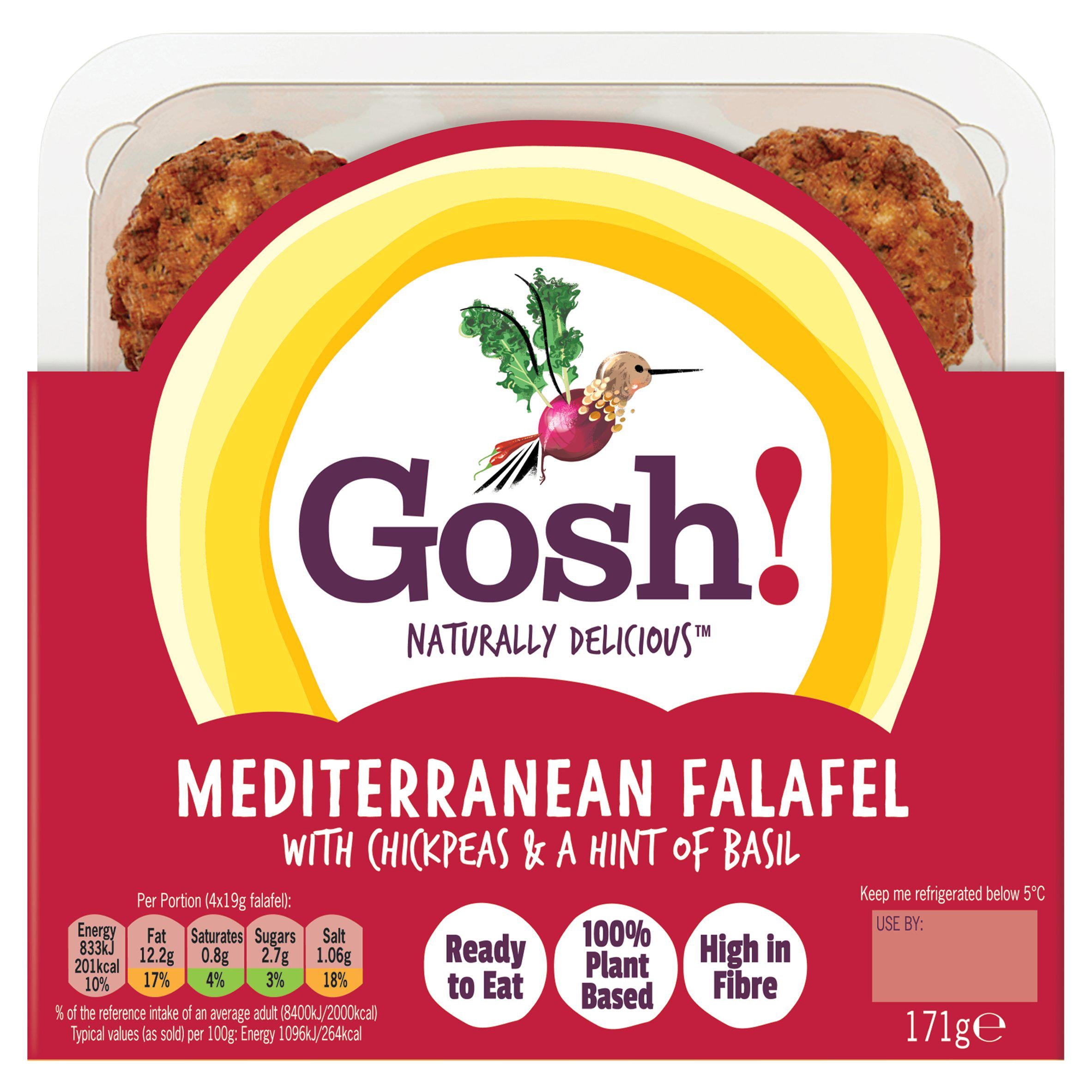 Gosh! Mediterranean Falafel with Chickpeas & Hint of Basil 171g GOODS Sainsburys   