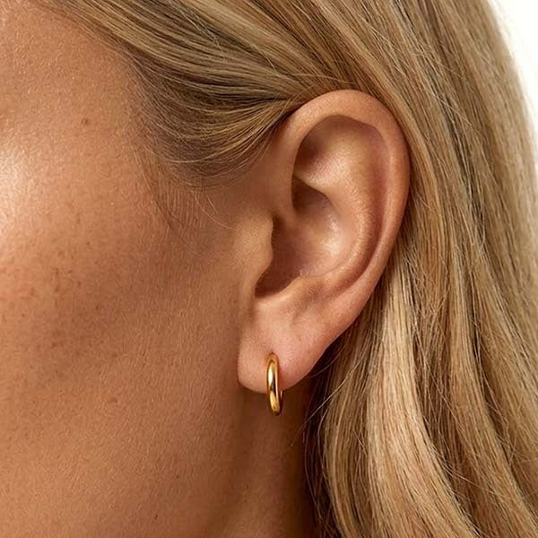 MUCHV gold solid hoop earrings 14mm - British product