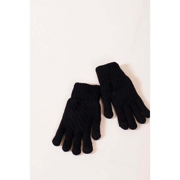 SVNX touch screen cable knit gloves in black (British brand)