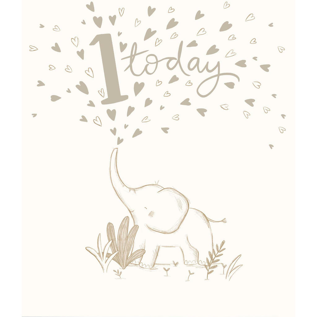 Sainsbury's Happy 1st Birthday Card Elephant Milestone Activity Keepsake Greeting Card