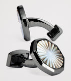 Tateossian cufflinks gunmetal mother-of-pearl sunburst (British brand)