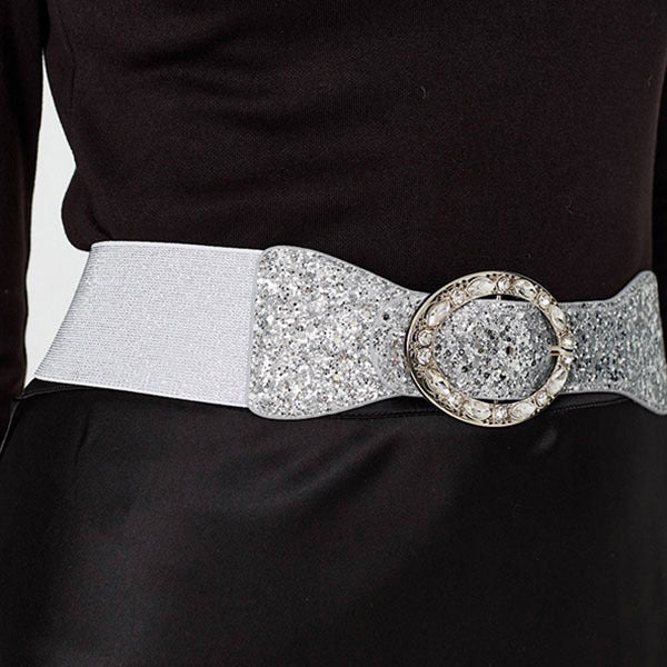 Izabel London sparkly embellished metallic buckle belt, UK version