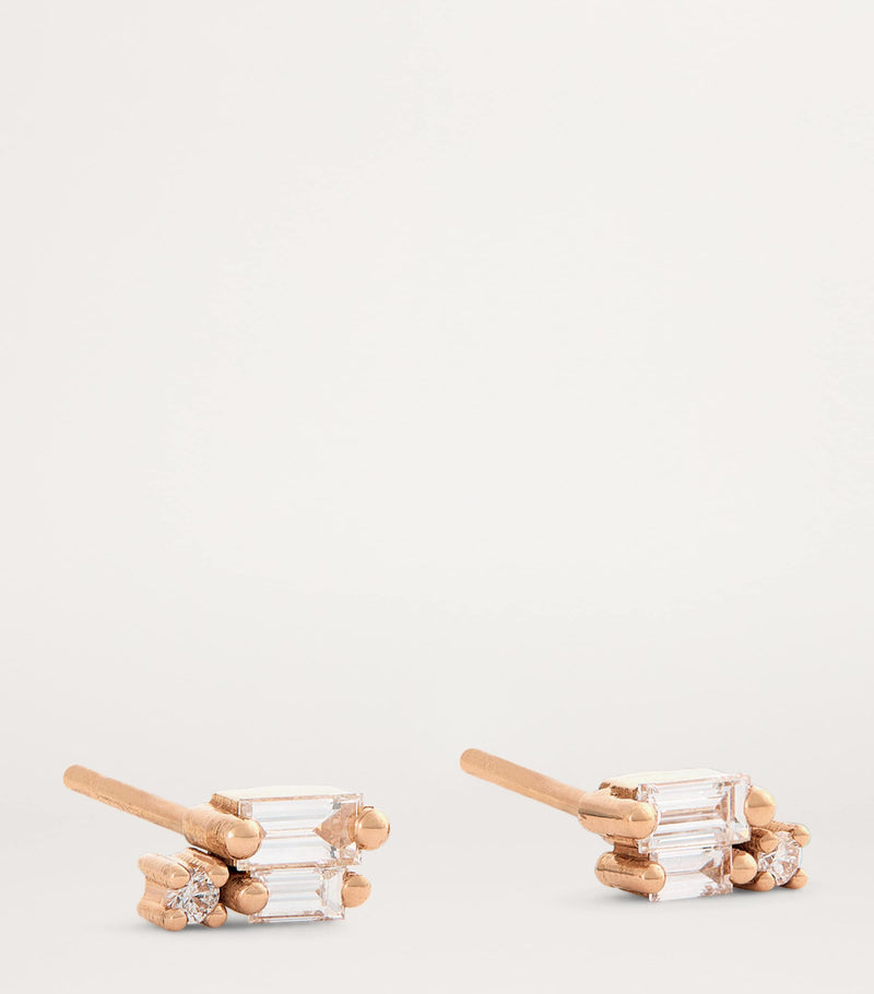 Suzanne Kalan rose gold diamond earrings, imported from the UK