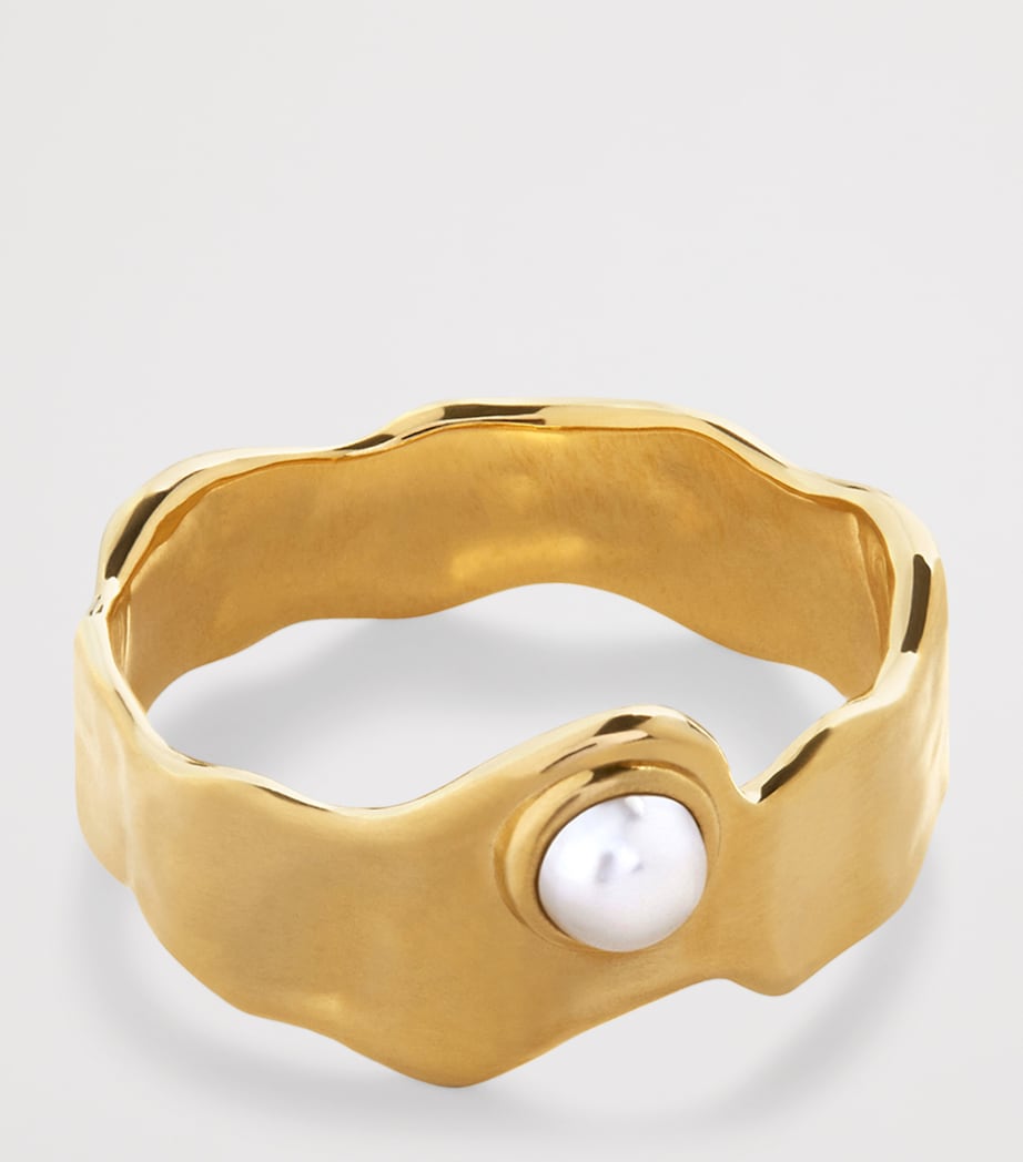 Monica Vinader gold vermeil pearl Capri stacking ring - British product