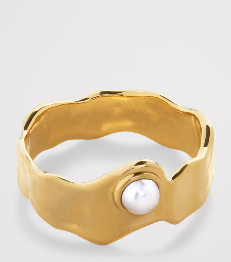 Monica Vinader gold vermeil pearl Capri stacking ring - British product