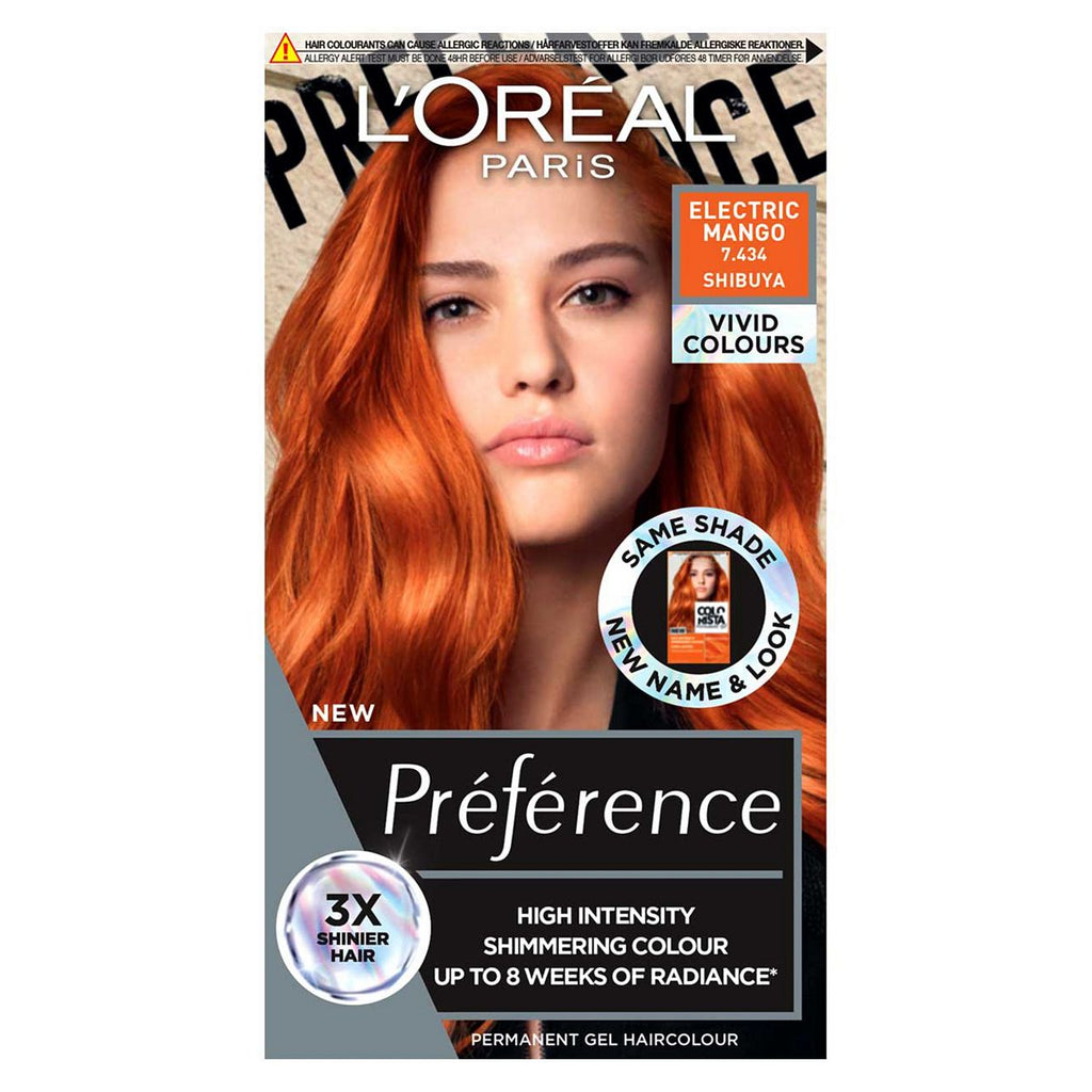 L'Oreal Paris Preference Vivids Permanent Hair Dye, Intense Luminous Colour, Electric Mango 7.46