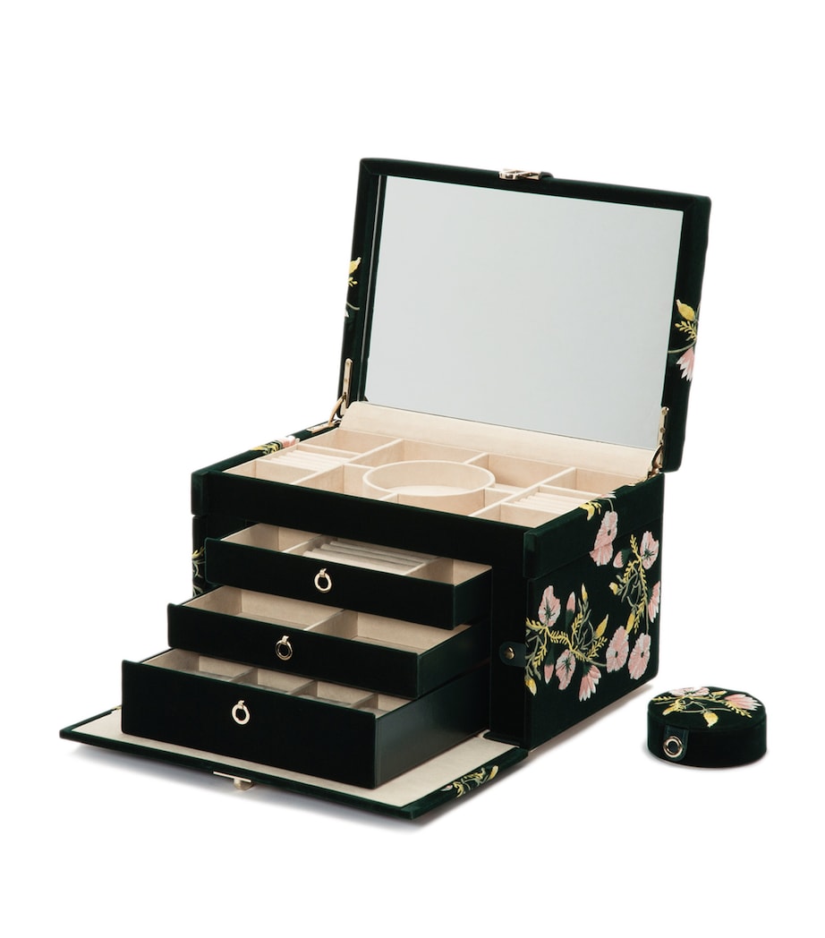Wolf Zoe large jewellery box with floral embroidery, UK version