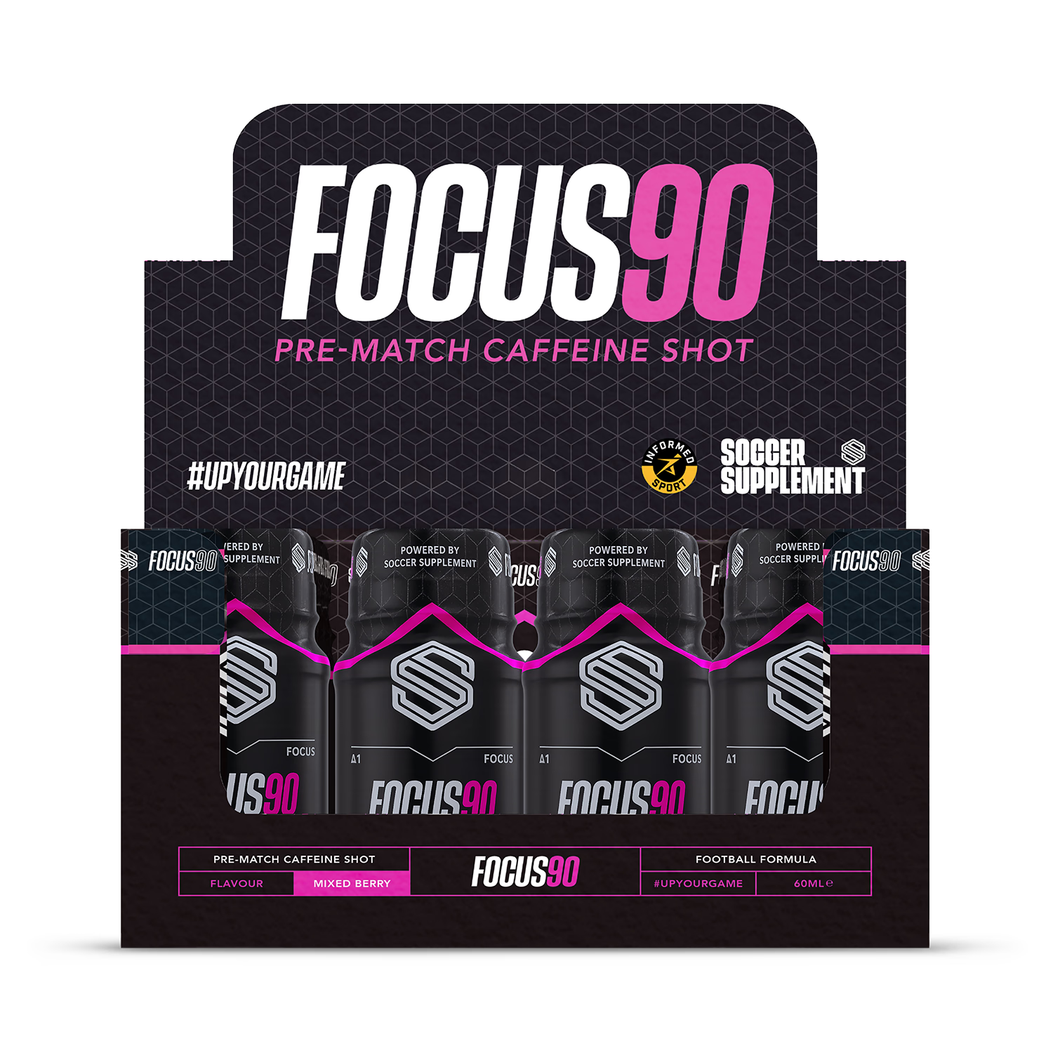 Focus90 energy shots 250mg caffeine 12 pack, imported from the UK