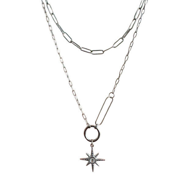 Luxe Tones double layer starburst pendant necklace (British brand)