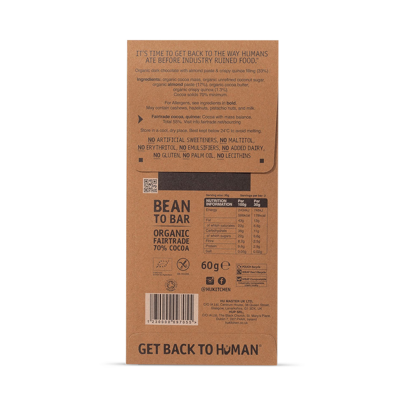Hu almond butter crispy quinoa dark chocolate bar 60g, UK version