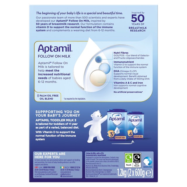 Aptamil 2 Follow On Milk 6-12 Months   2 x 600g GOODS M&S   