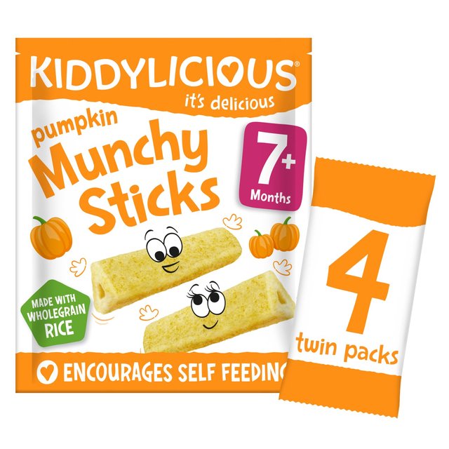 Kiddylicious Pumpkin Munchy Sticks Baby Snacks Multi   4 x 4g