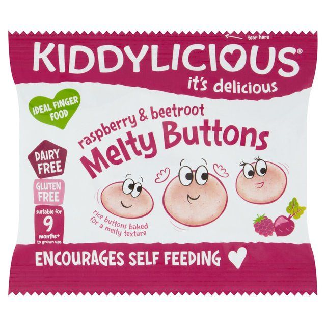 Kiddylicious Raspbery & Beetroot Melty Buttons Baby Snacks   6g