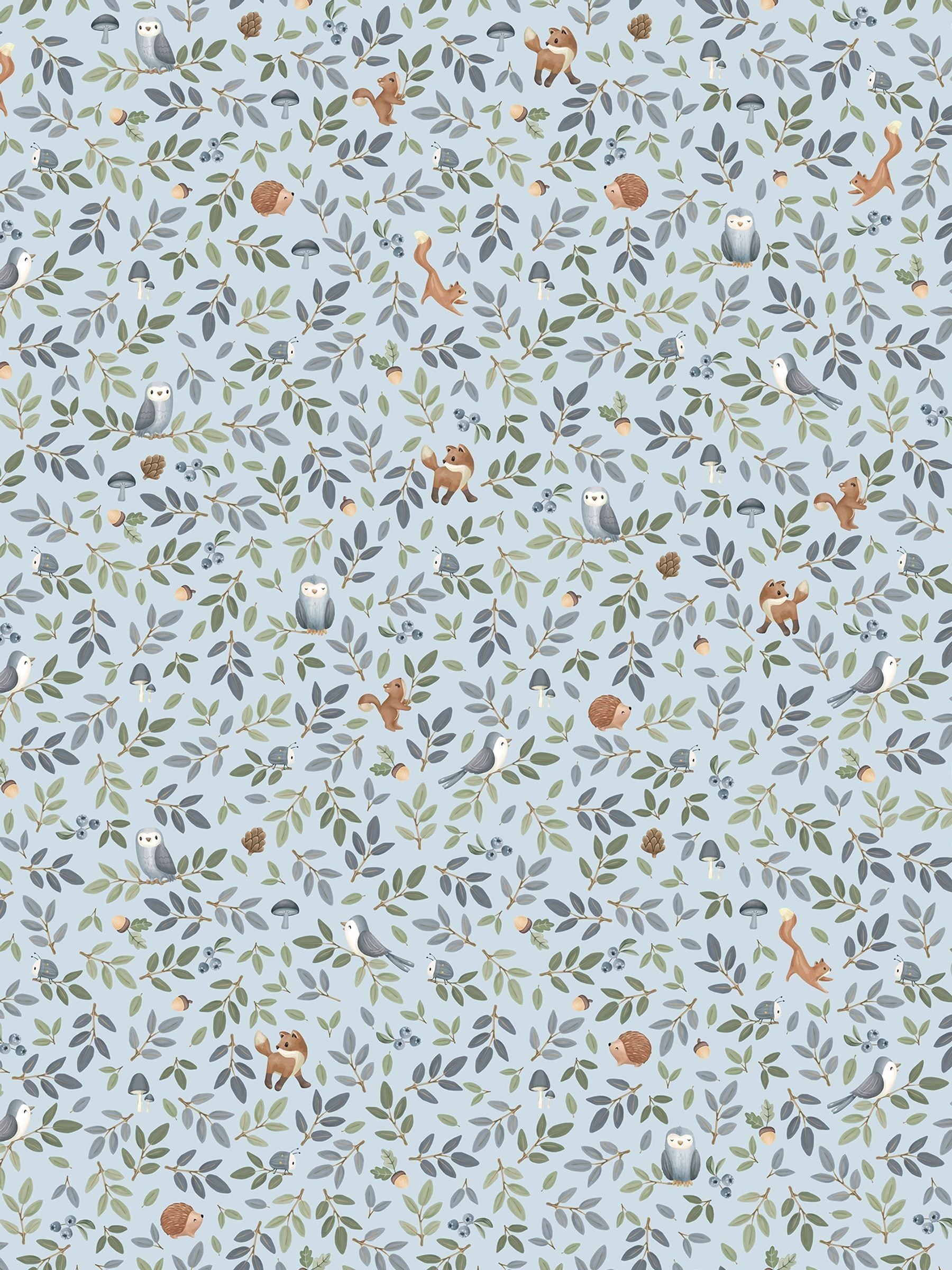 Little Dutch non-woven wallpaper Bluegreen Forest Adventure 10m roll, UK version