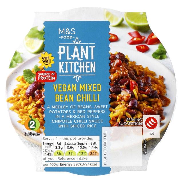 M&S Mixed Bean Chipotle Chilli with Spiced Rice   300g