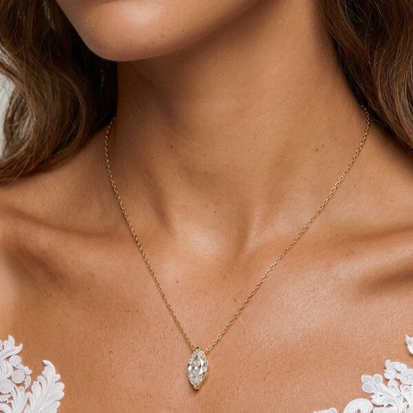MUCHV Marquise Stone Necklace in 14k Gold or Silver