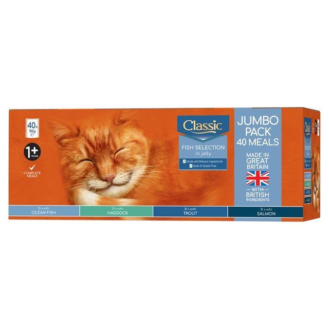 Classic Fish Pouch Selection in Jelly Wet Cat Food   40 x 100g GOODS M&S   