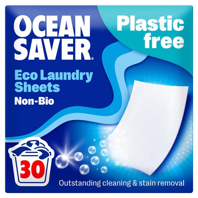 OceanSaver Eco Laundry Detergent Sheets Non Bio 30 Washes   30 per pack