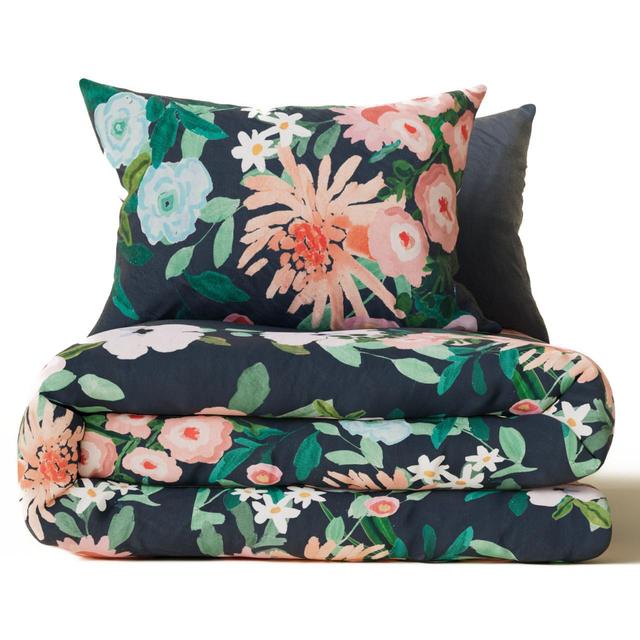 M&S Expressive Floral Placement Bedset Single- King Teal Mix