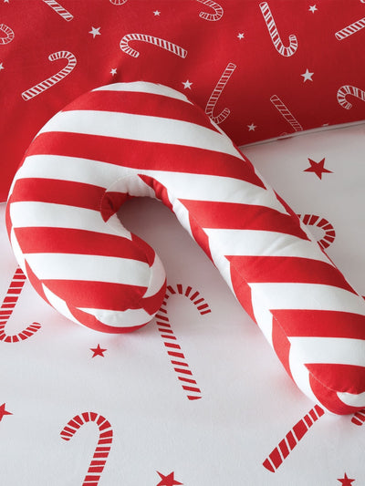 Next Catherine Lansfield Red Christmas Candy Cane Fleece Shaped Cushion- Buy online at McGrocer