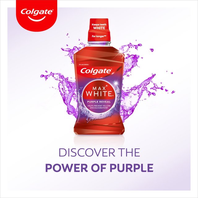 Colgate Max White Purple Reveal Mouthwash Alcohol Free 500ml   500ml GOODS M&S   