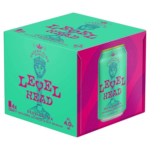 Greene King Level Head Session IPA Craft Beer Cans 4.0%   4 x 330ml