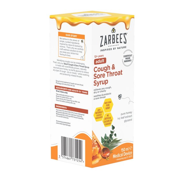 Zarbee's Adult Cough & Sore Throat Syrup   150ml