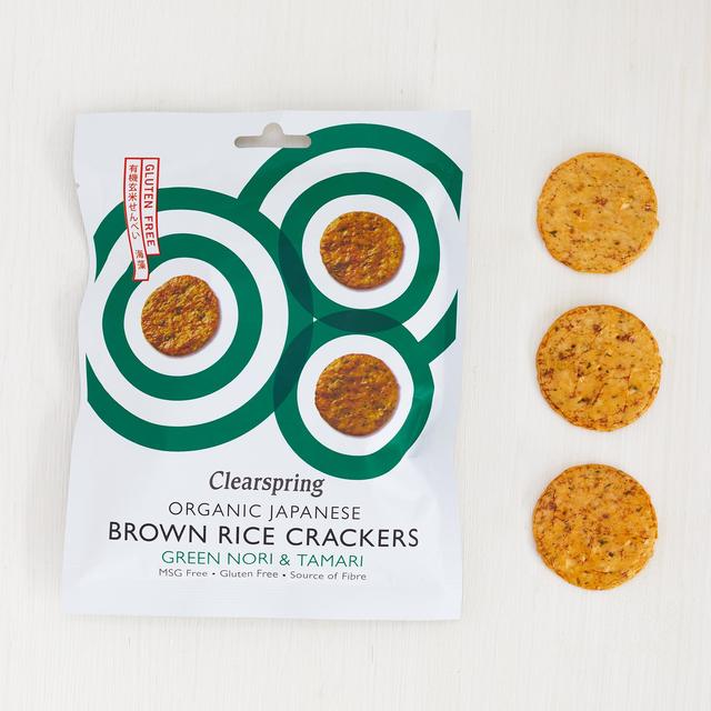 Clearspring Organic Japanese Brown Rice Crackers - Green Nori & Tamari   40g GOODS M&S   