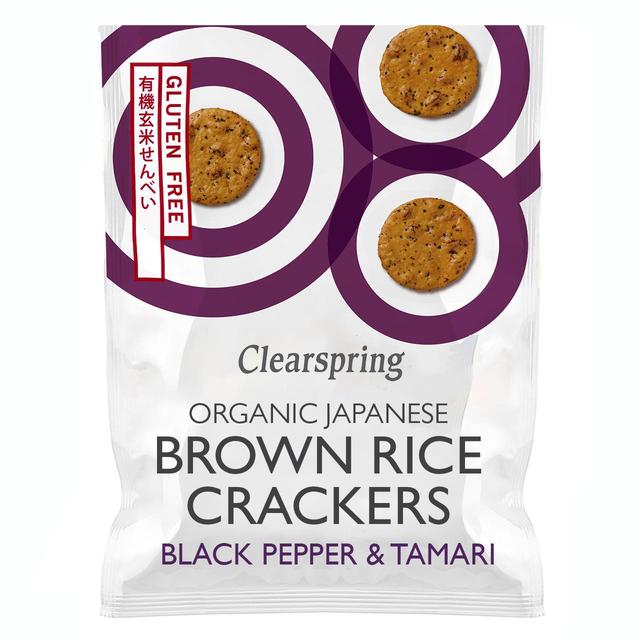 Clearspring Organic Japanese Brown Rice Crackers - Black Pepper & Tamari   40g GOODS M&S   