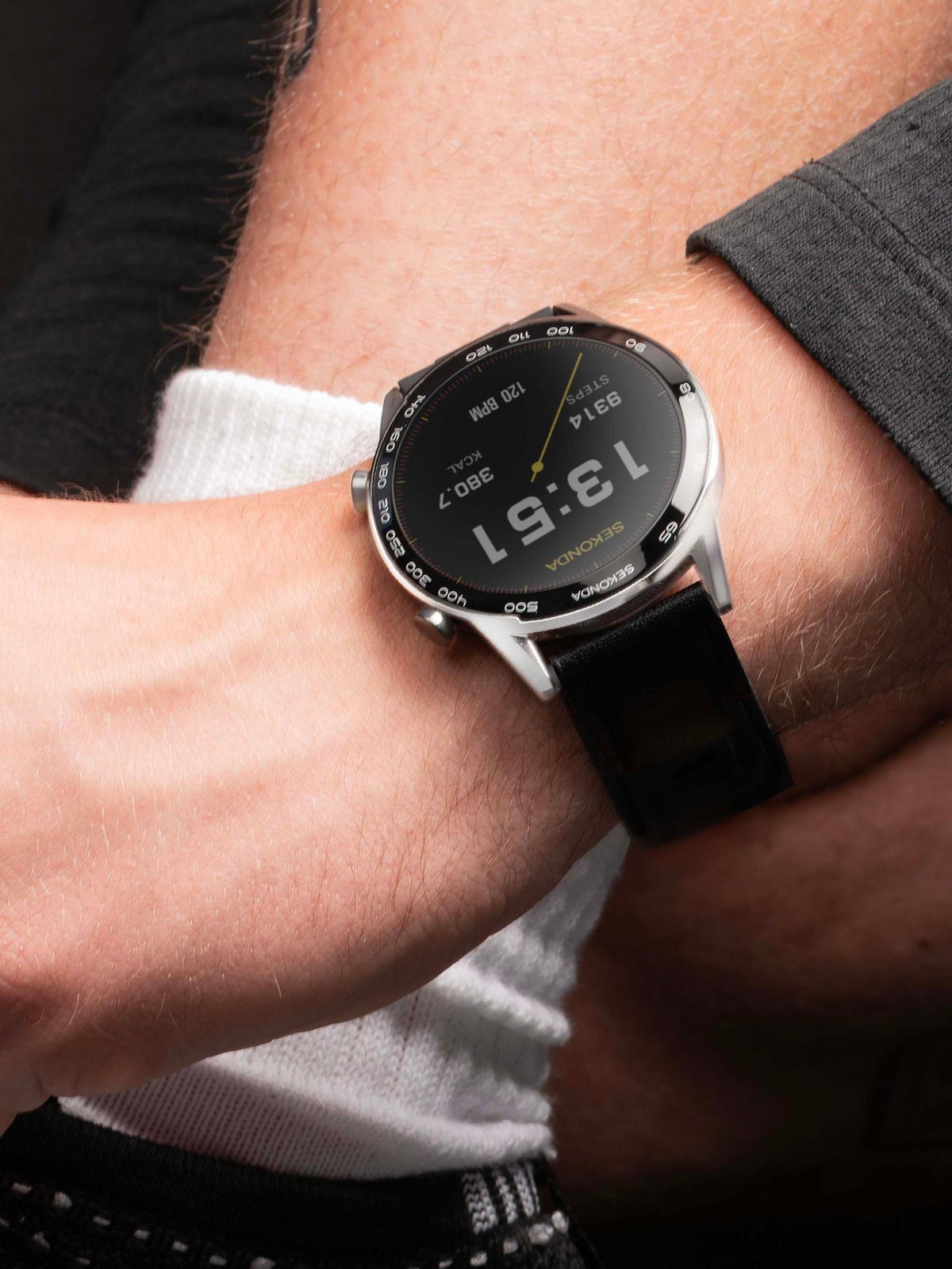 Sekonda Active Plus Smartwatch mit schwarzem Lederarmband