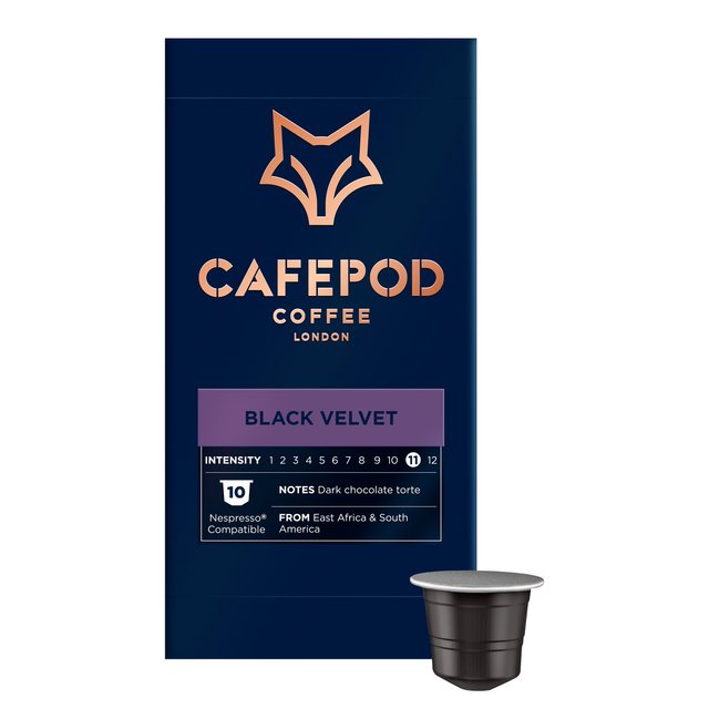 CafePod Black Velvet Nespresso Compatible Aluminium Coffee Pods   10 per pack