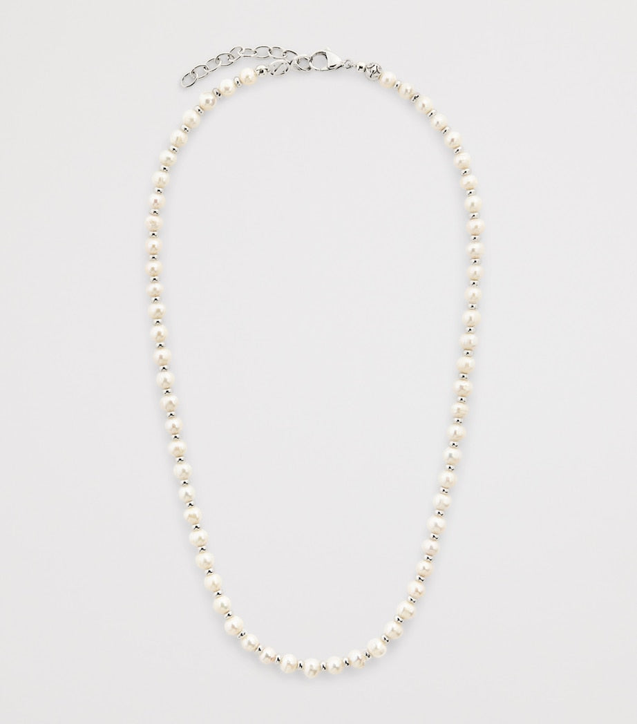 Nialaya Freshwater Pearl Necklace with stainless steel beads, UK version