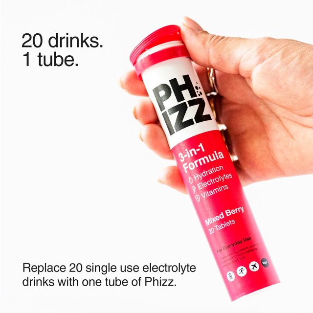 Phizz Mixed Berry 3-in-1 Hydration Electrolytes and Vitamins Effervescent   20 per pack