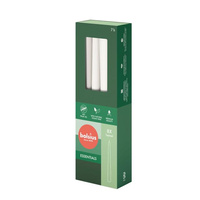 Bolsius Essentials Taper Candles  Box of  8 Cloudy White   8 per pack