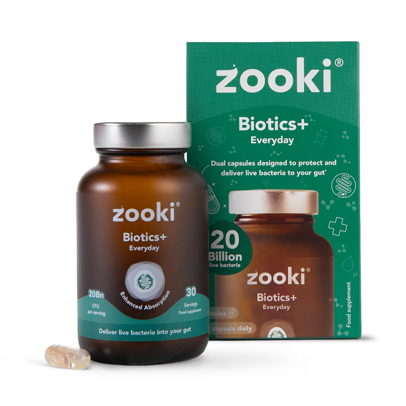 Zooki Biotics+ probiotic supplement 30 capsules, UK version