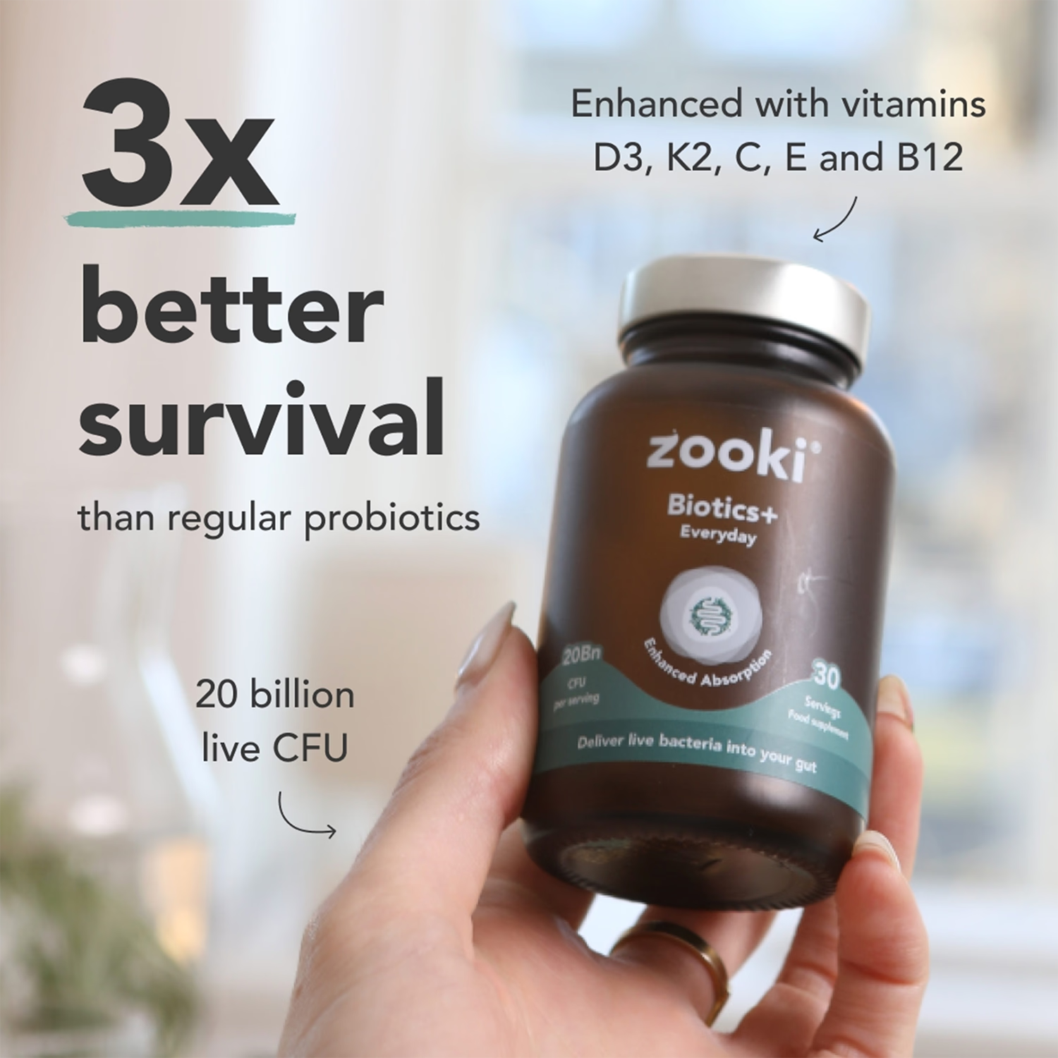 Zooki Biotics+ probiotic supplement 30 capsules, UK version
