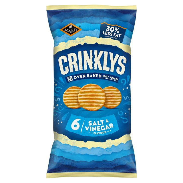 Jacobs Crinklys Salt & Vinegar 30% Less Fat Baked Snacks Multipack   6 per pack GOODS M&S   