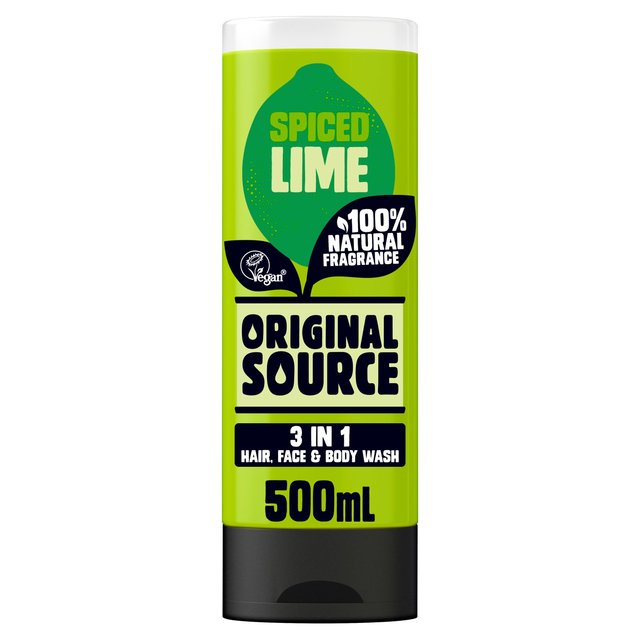 Original Source Spiced Lime 3 in 1 Hair Face and Body Wash for Men   500ml