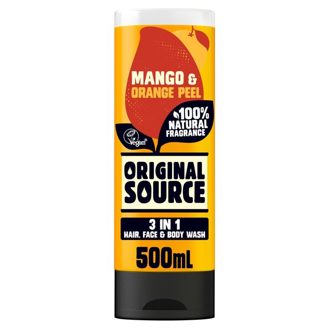 Original Source Mango & Orange Peel 3 in 1 Hair Face and Body Wash for Men   500ml